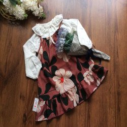 Sét Yếm dài tay hoa thu cho bé